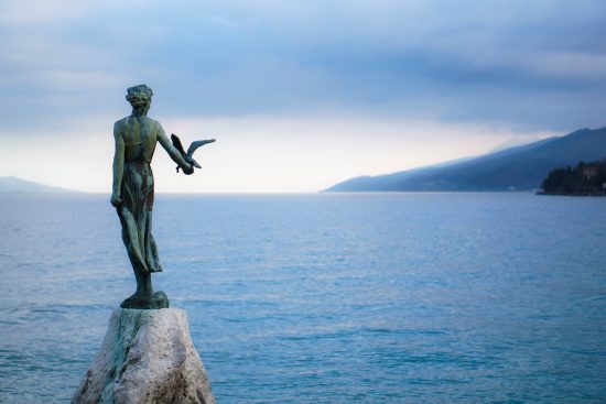 Maiden with the seagull statue in Opatija