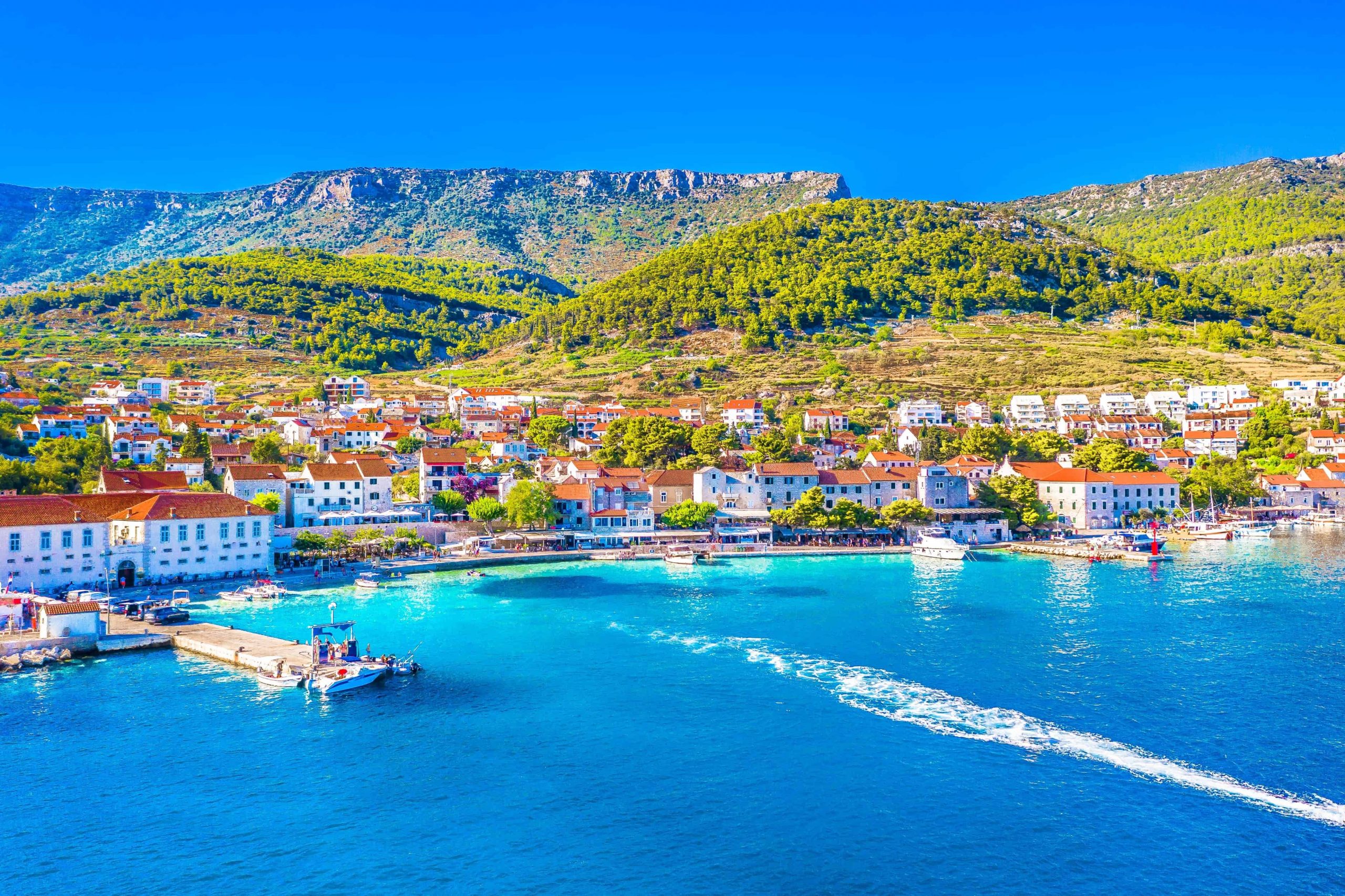 The town of Bol on Brac Island is home of the iconic Zlatni Rat beach.