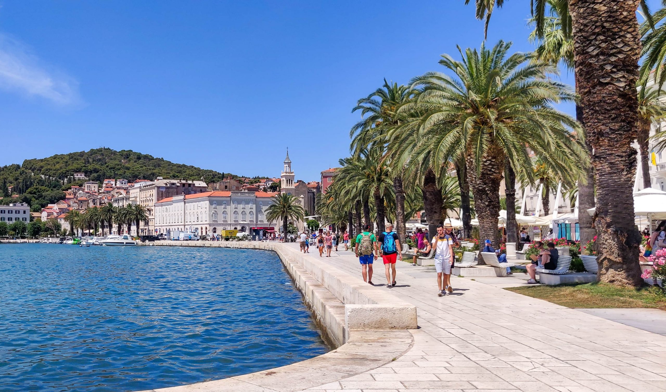 The palm tree-lined Riva promenade in Split.