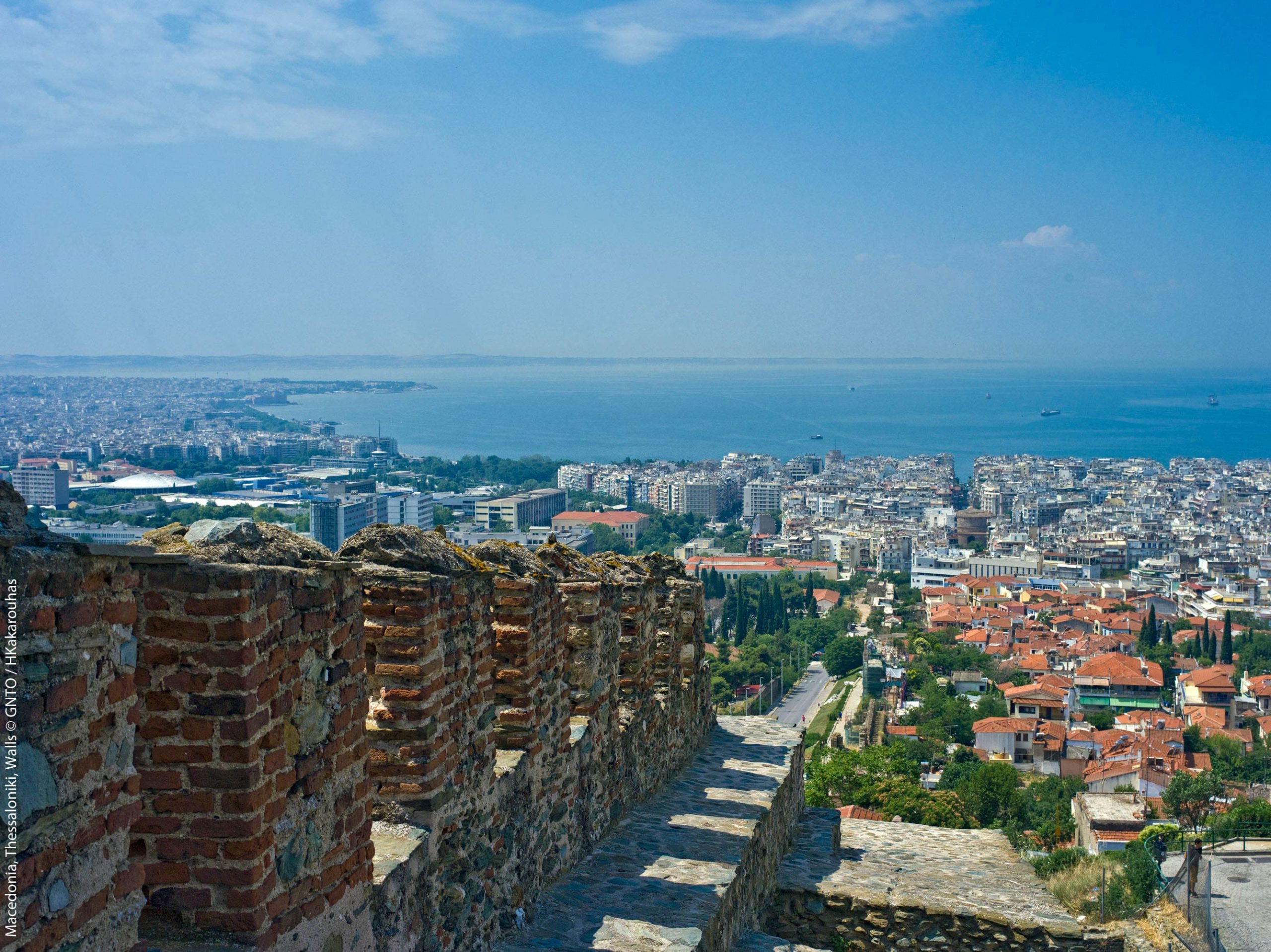 The old city walls in Thessaloniki. Photo credit: GNTO and H.Kakarouhas