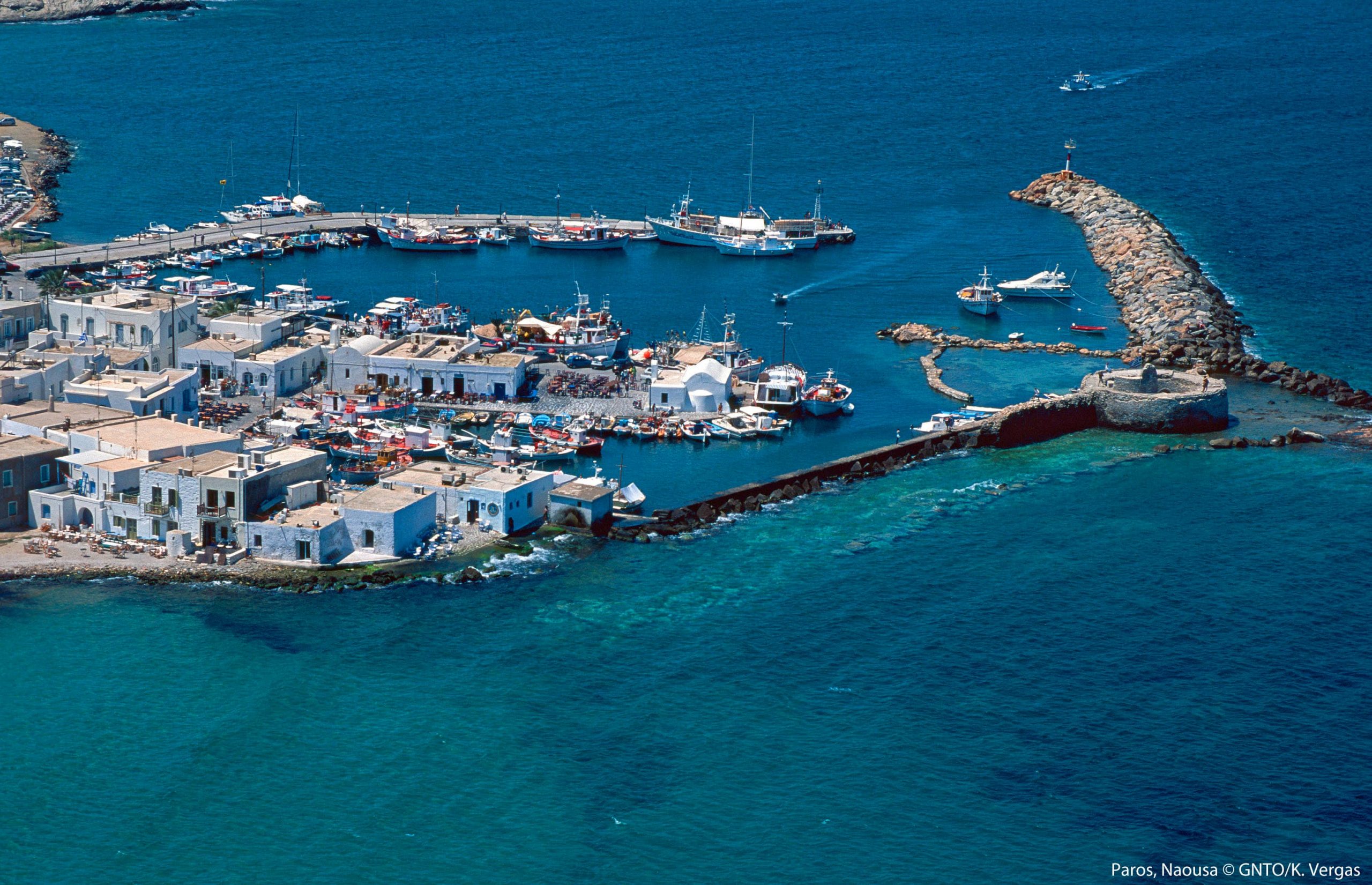 The beautiful bay of Naoussa, Paros. Photo credit K Vergas and GNTO