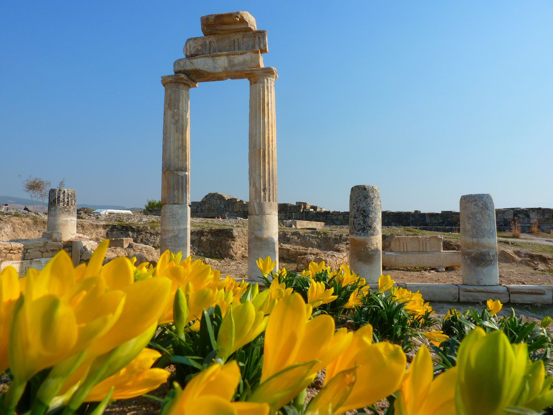 The ancient Greek city of Hierapolis was built on top of the travertine formation