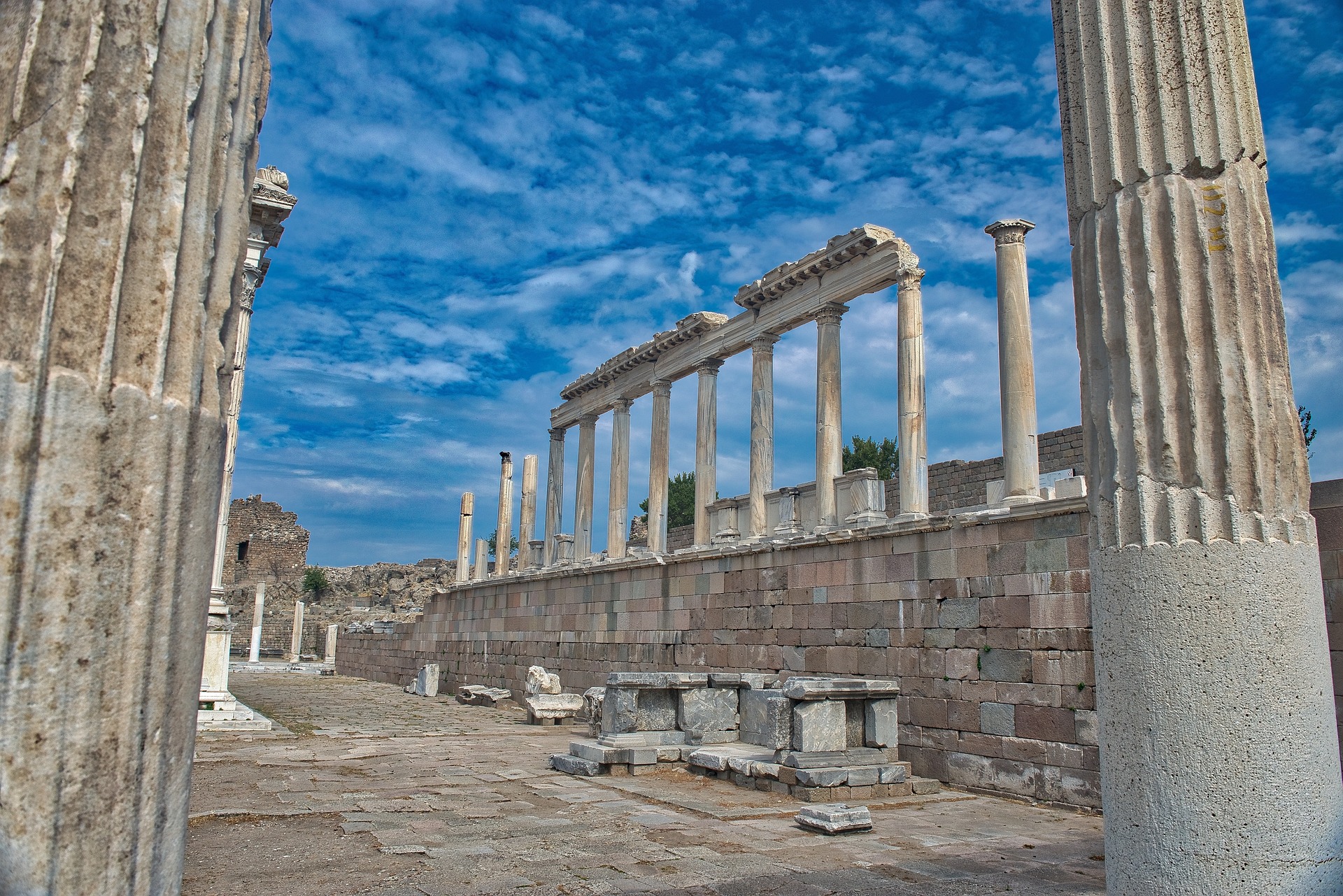 The ruins of Pergamon, reflects a rich and powerful ancient Greek city in Asia Minor.